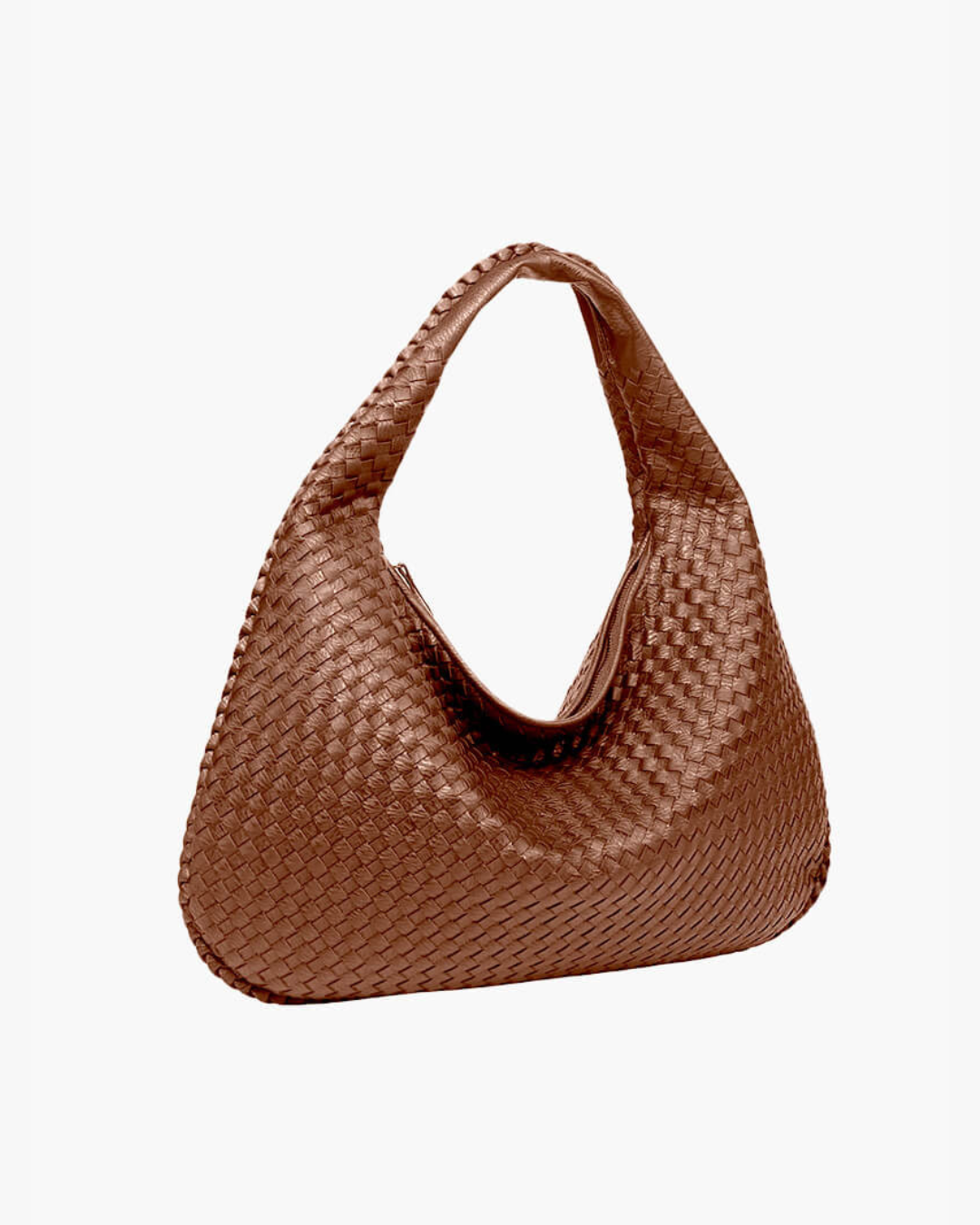 Gemma Large Woven Slouch Single Handle Shoulder Hobo Bag - Tan