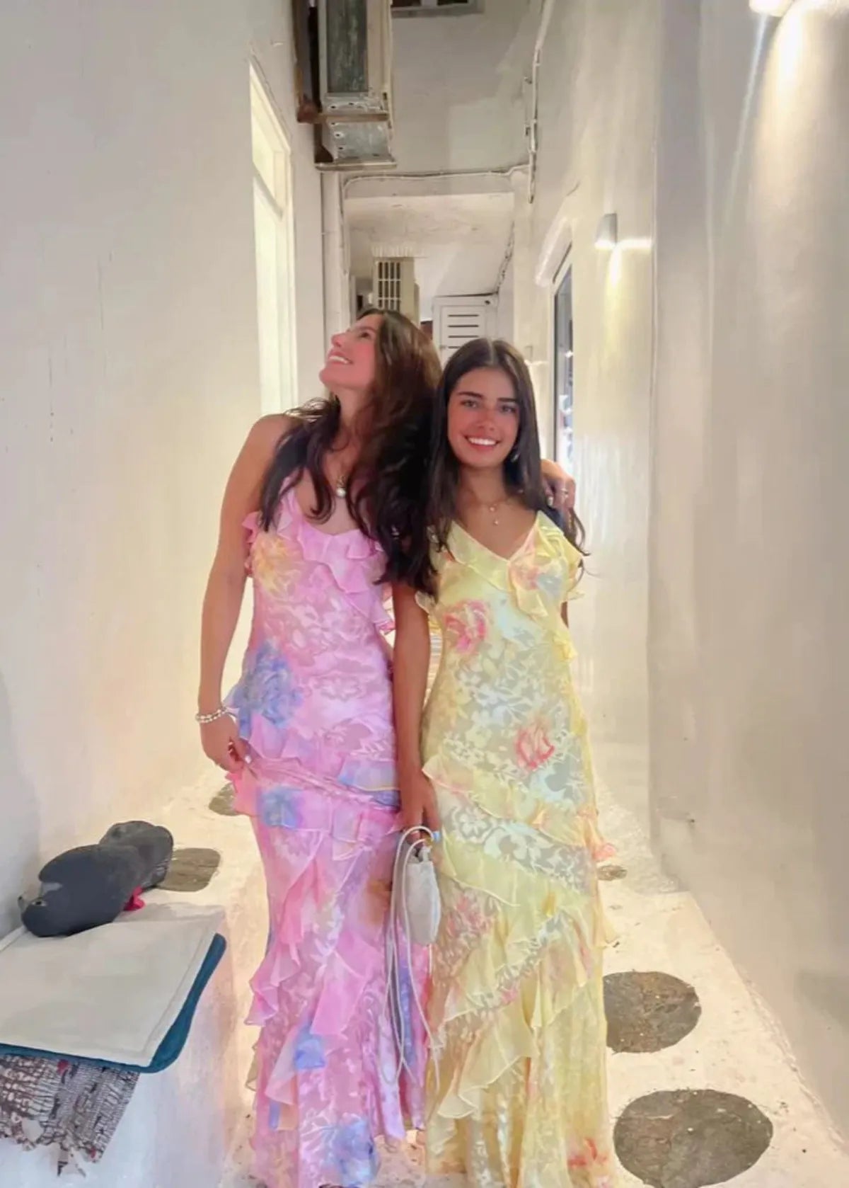 Ondine Tiered Ruffle Floral Print Strappy Maxi Dress