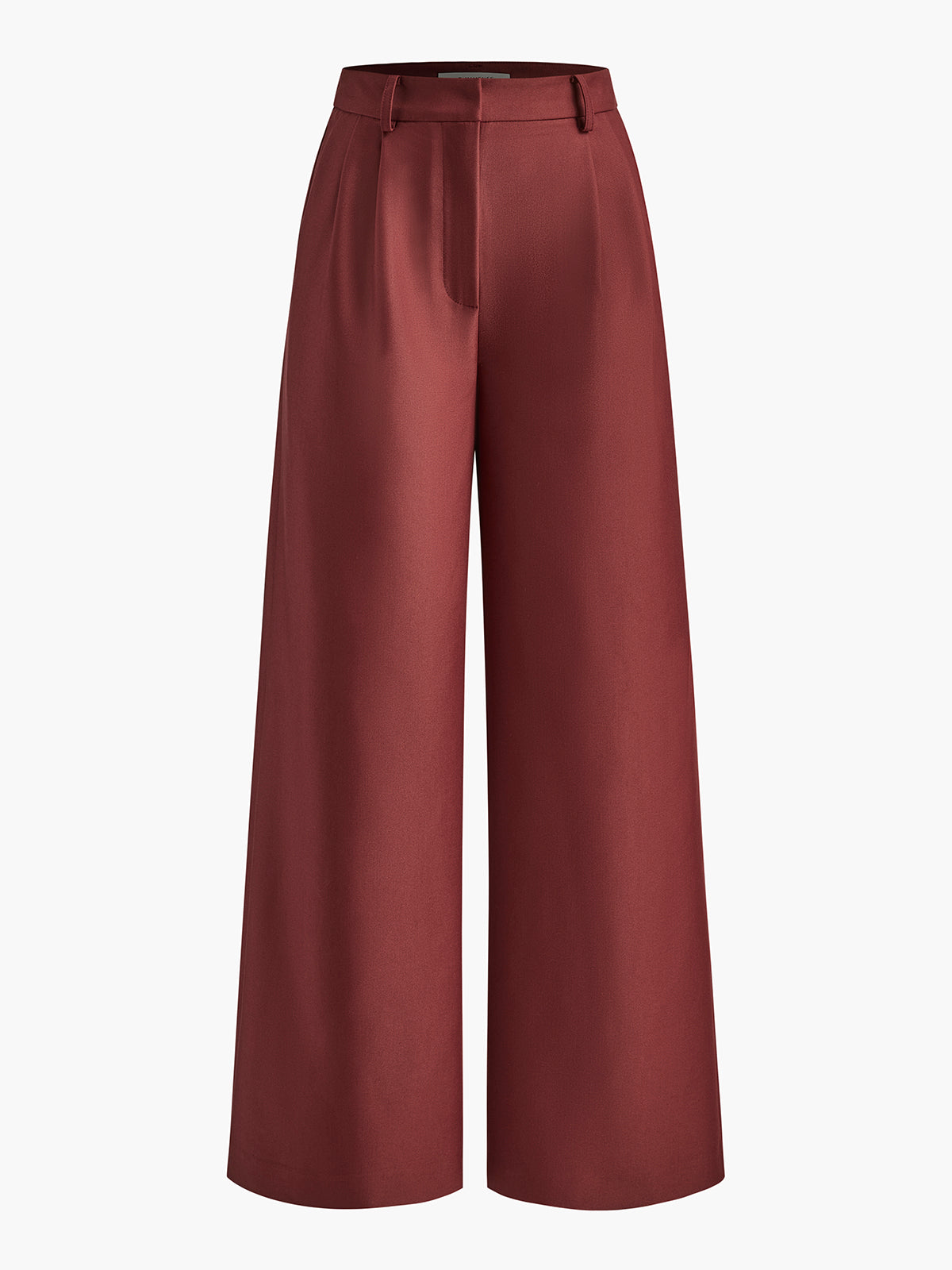 Raymonde Contrast Waistband Tailored High Rise Wide Leg Trousers - Red
