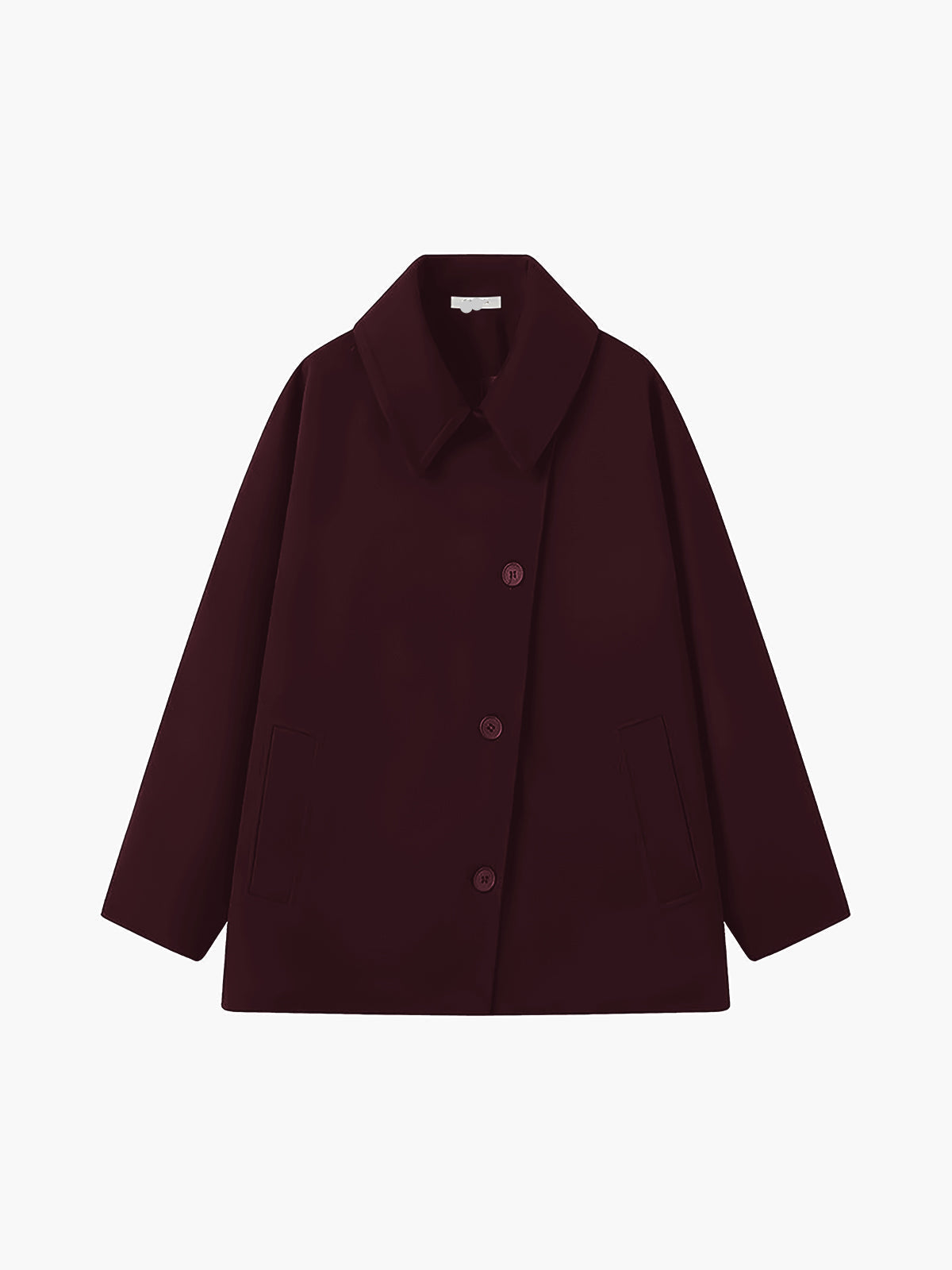 Fern Dolman Sleeve Oversized Cape Shoulder Short Coat - Dark Red