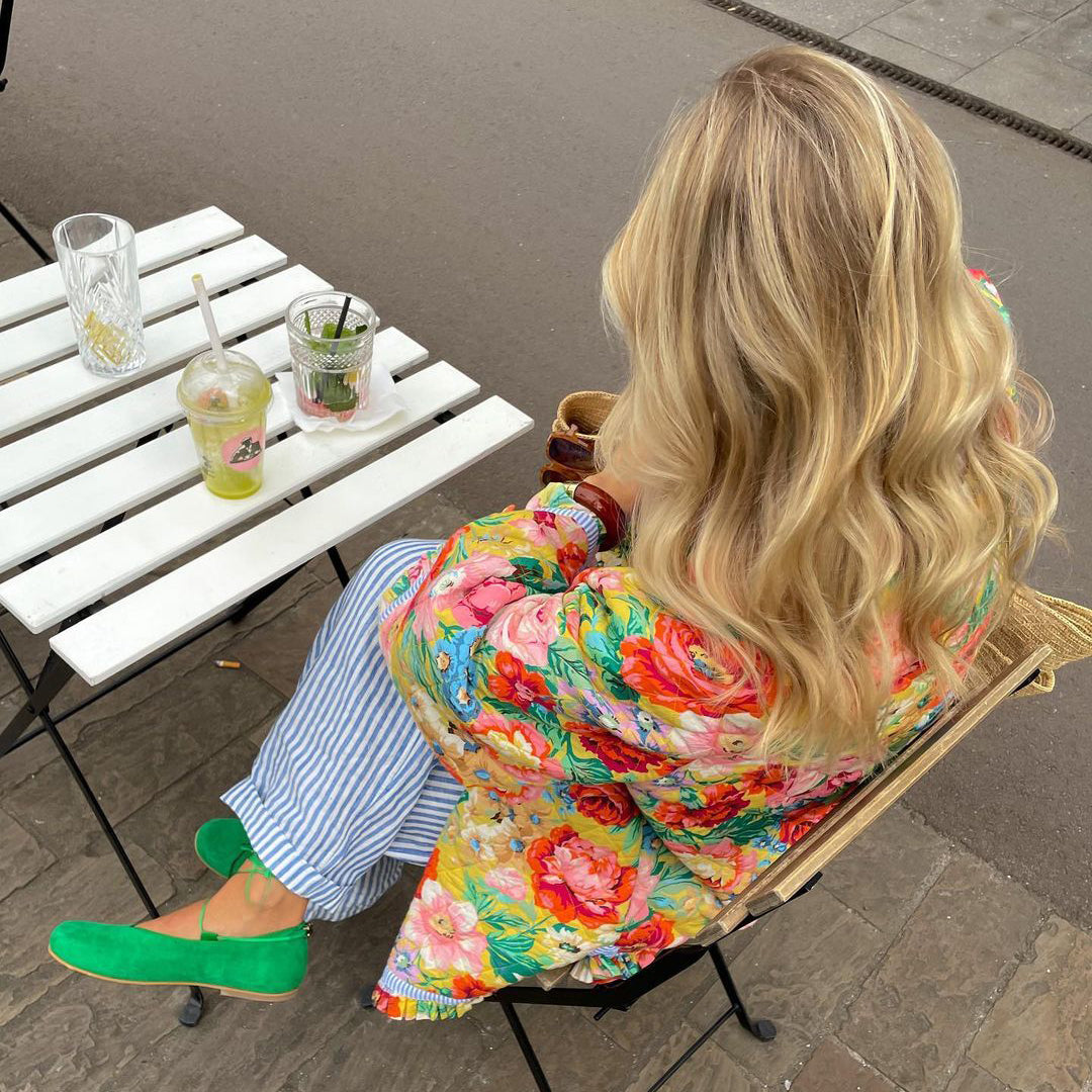 Isadora All Over Floral Print Quilted Oversized Chore Jacket