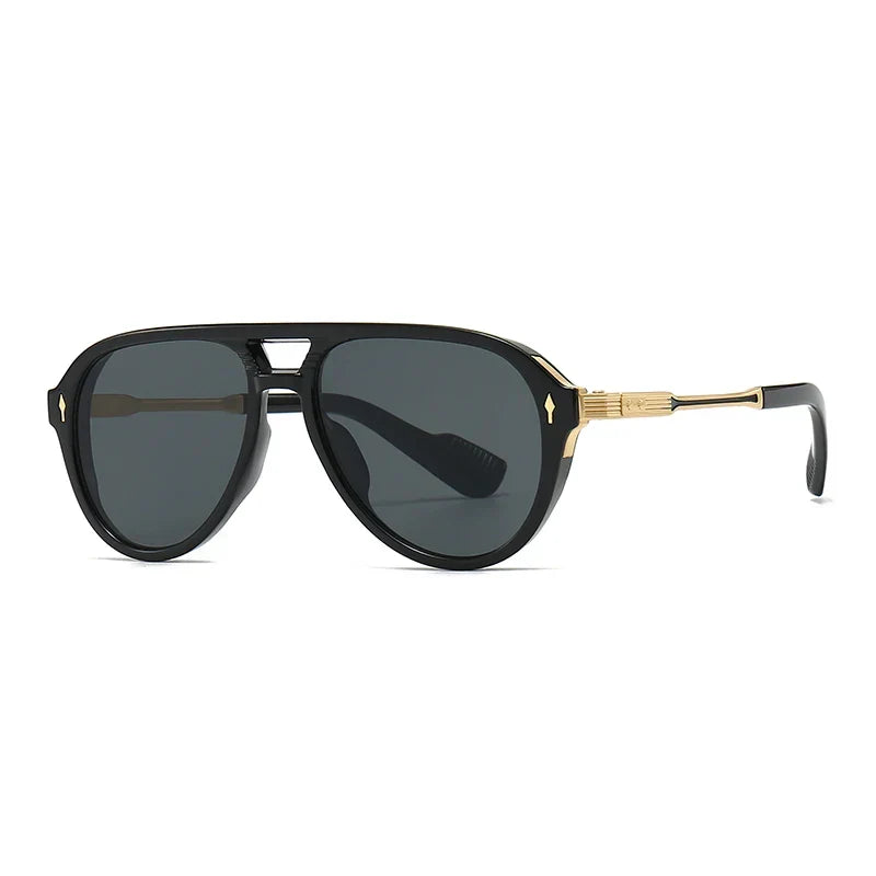 Chloe Flat Top Gradient Lens Pilot Sunglasses - Black