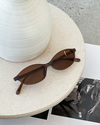 Emma Slim Oval Tinted Lens Metal Arm Sunglasses