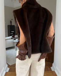 Hattie Faux Fur Cropped Roll Neck Sleeveless Shrug Top