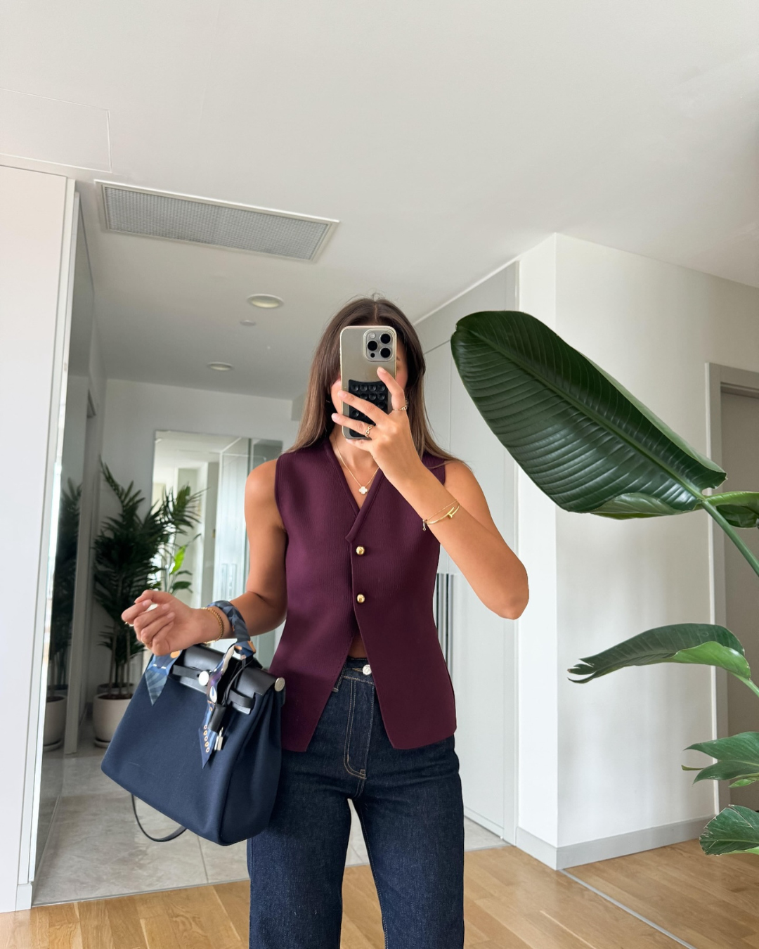 Calla Split Hem Two Button Sleeveless Knit Waistcoat Vest
