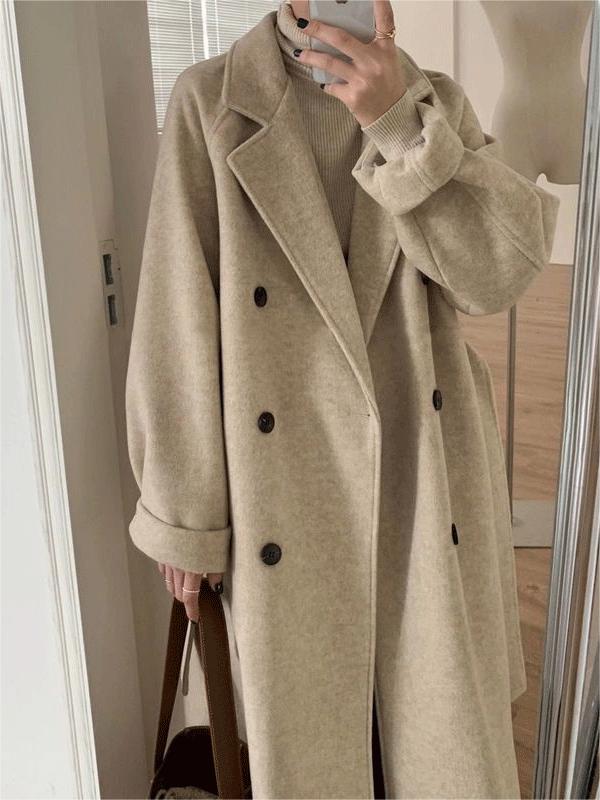 Mabel Turn Back Cuff Double Breasted Midi Length Coat