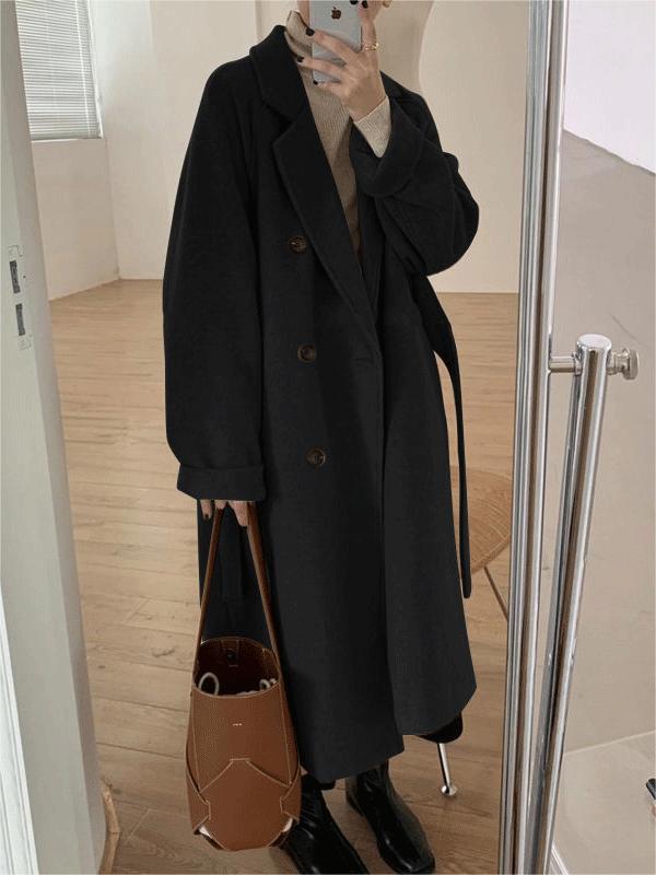 Mabel Turn Back Cuff Double Breasted Midi Length Coat