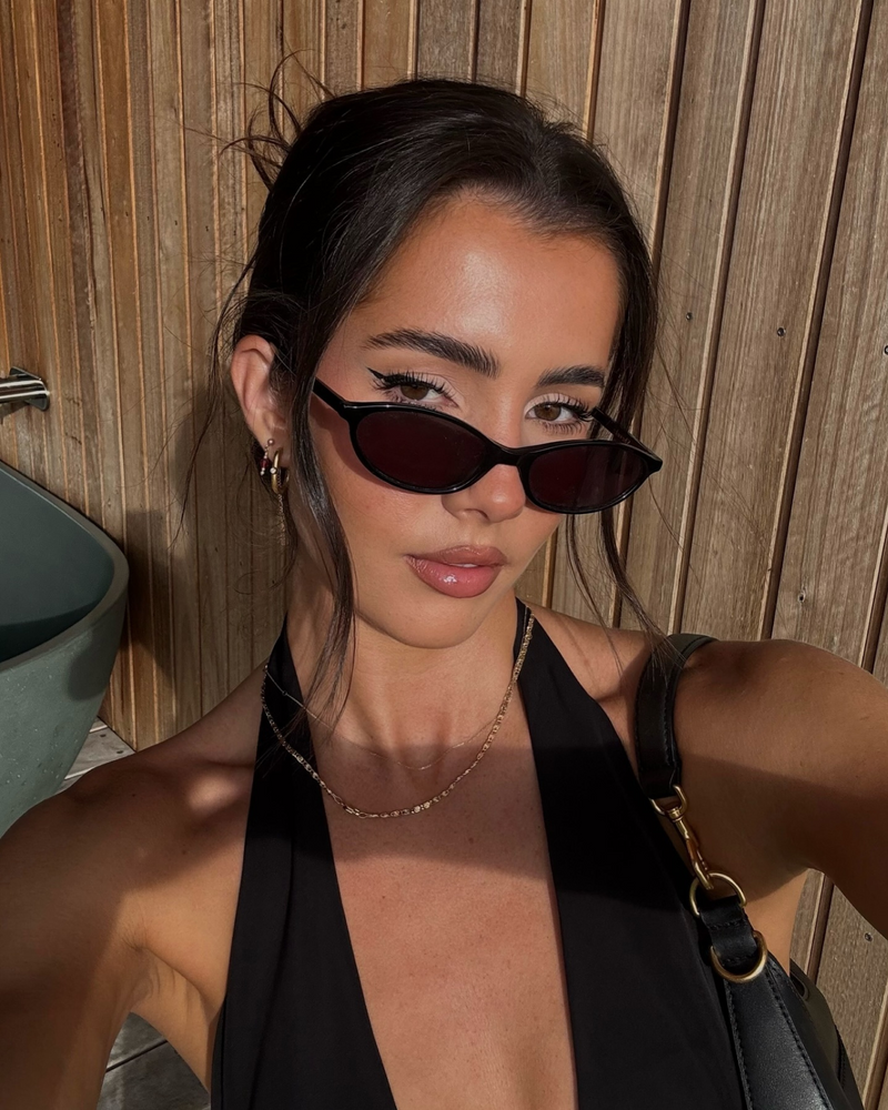 Emma Slim Oval Tinted Lens Metal Arm Sunglasses