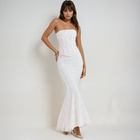 Ottoline Boned Corset Bodice Textured Fishtail Maxi Dress