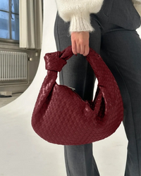 Hazel Small Woven Knotted Handle Curved Hobo Bag