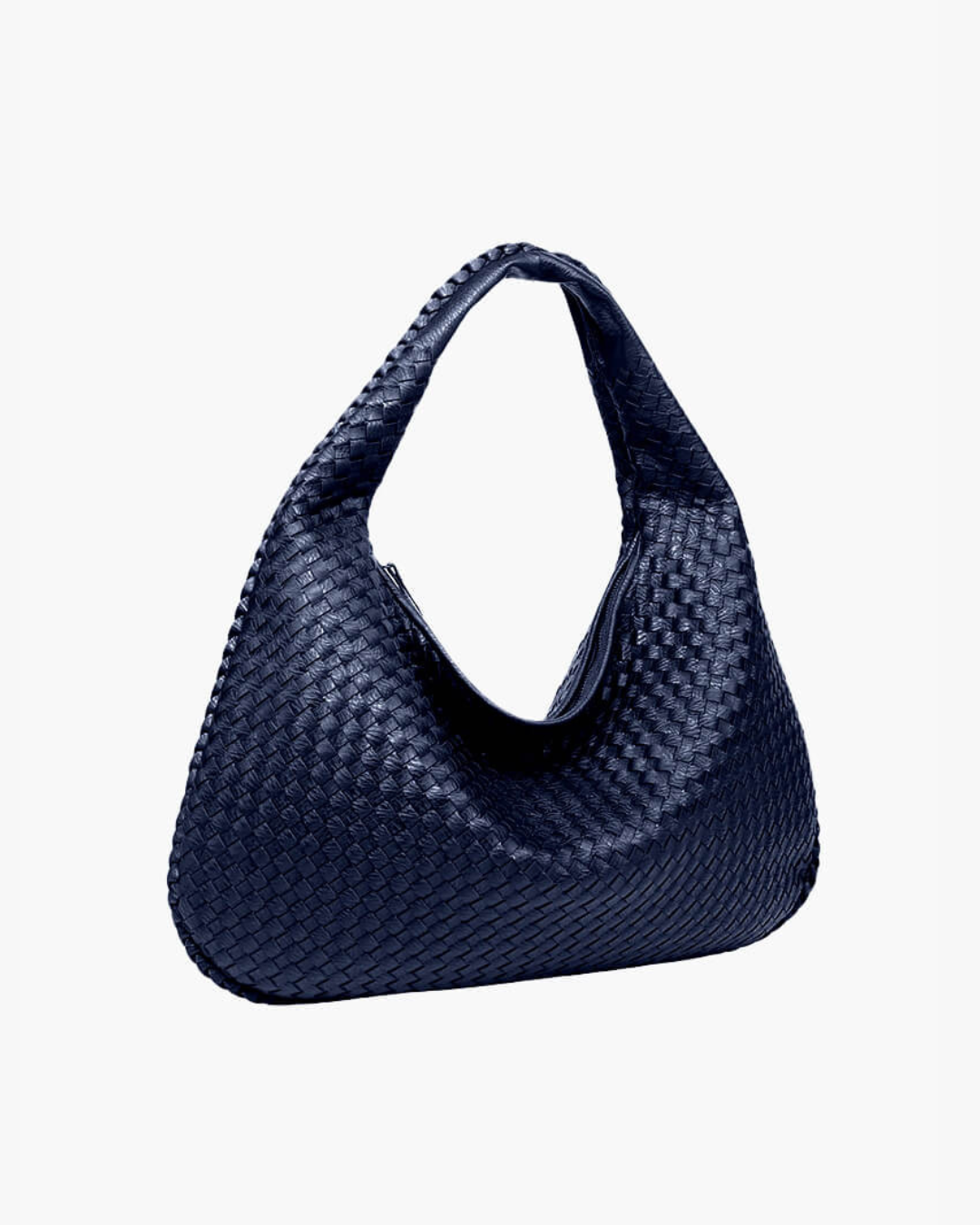 Gemma Large Woven Slouch Single Handle Shoulder Hobo Bag - Navy