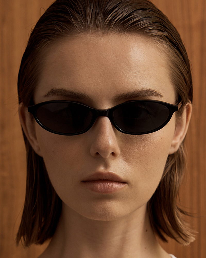 Emma Slim Oval Tinted Lens Metal Arm Sunglasses