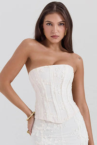 Ottoline Boned Corset Bodice Textured Fishtail Maxi Dress