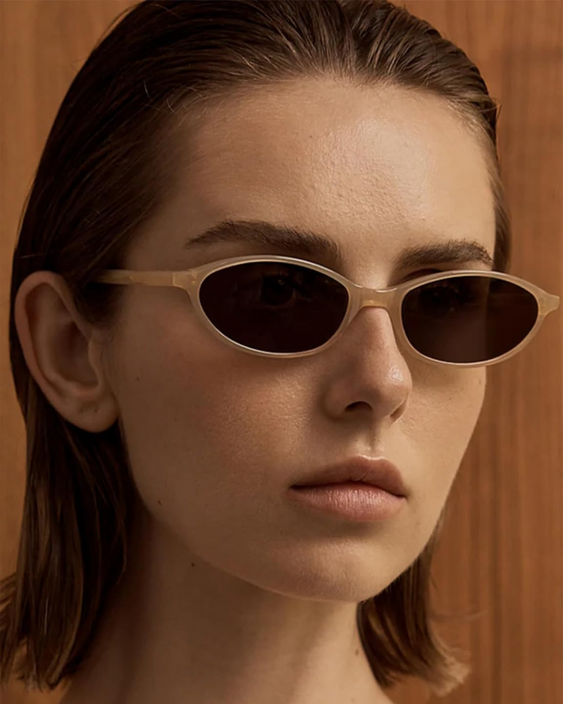 Emma Slim Oval Tinted Lens Metal Arm Sunglasses