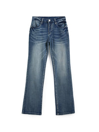 Martine Low Rise Faded Wash Wide Flare Bootcut Denim Jeans