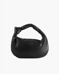 Hazel Small Woven Knotted Handle Curved Hobo Bag