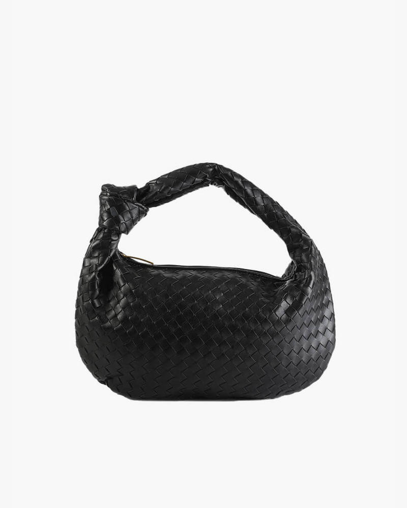 Hazel Small Woven Knotted Handle Curved Hobo Bag