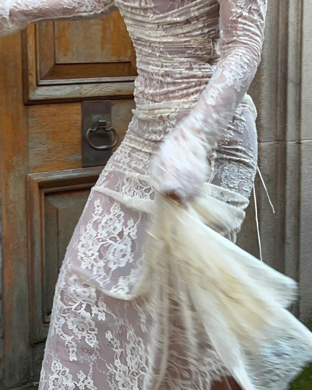 Aurelie All Over Lace Long Sleeve Fitted Column Maxi Dress