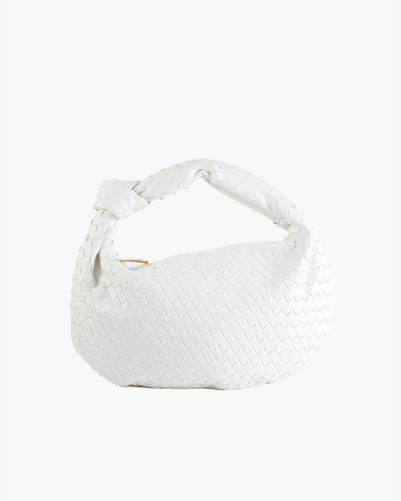 Hazel Small Woven Knotted Handle Curved Hobo Bag
