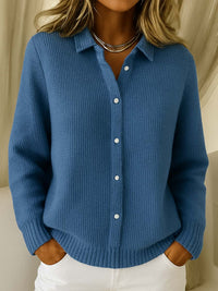 Winifred Collared Button Through Relaxed Knit Shirt Cardigan