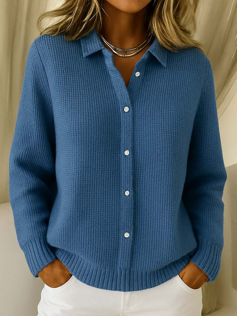 Winifred Collared Button Through Relaxed Knit Shirt Cardigan