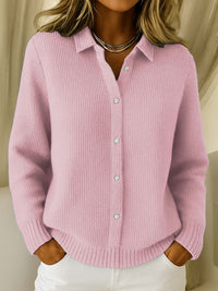 Winifred Collared Button Through Relaxed Knit Shirt Cardigan