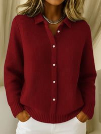 Winifred Collared Button Through Relaxed Knit Shirt Cardigan