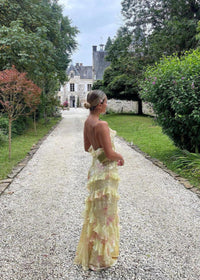 Ondine Tiered Ruffle Floral Print Strappy Maxi Dress