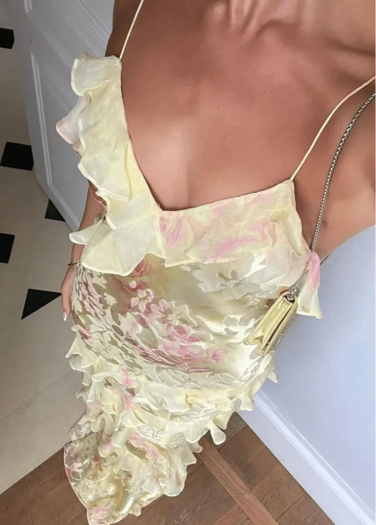 Ondine Tiered Ruffle Floral Print Strappy Maxi Dress