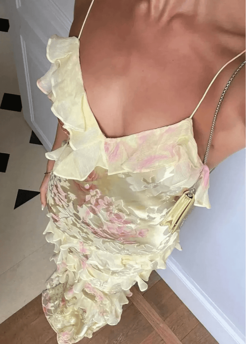 Ondine Tiered Ruffle Floral Print Strappy Maxi Dress