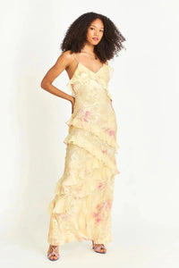 Ondine Tiered Ruffle Floral Print Strappy Maxi Dress