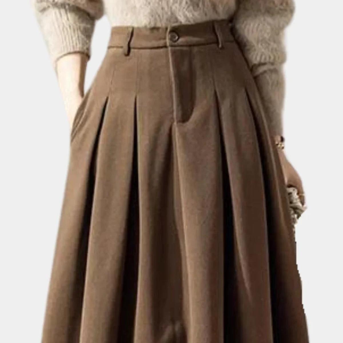 Irene Deep Pleat High Waist Full Sweep Long Maxi Skirt