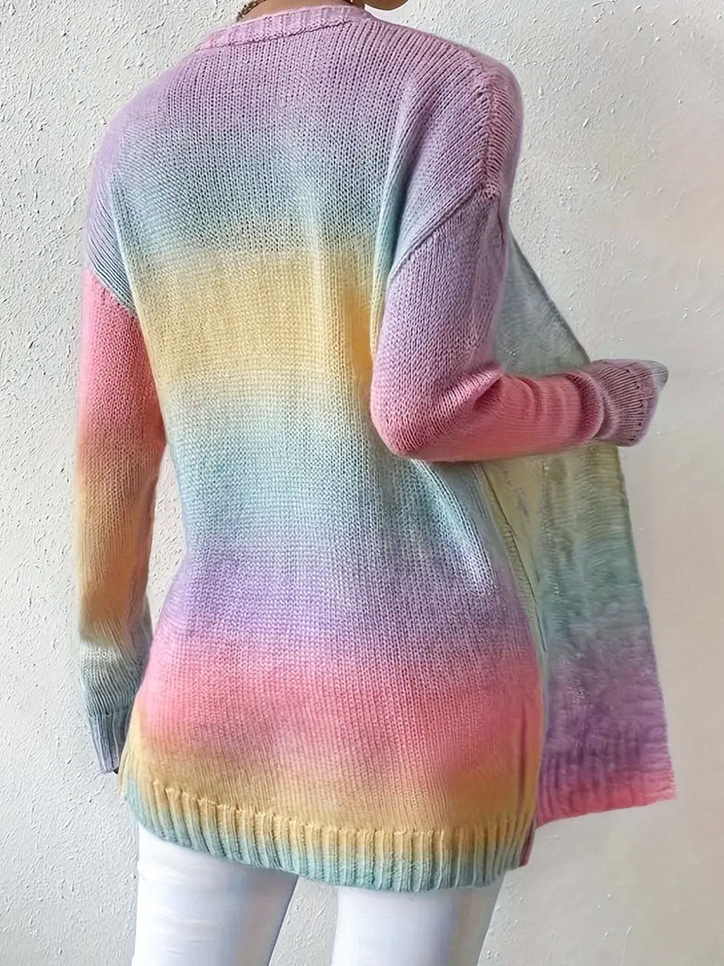 Rhea Ombre Cable Knit Open Front Longline Soft Cardigan