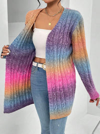 Rhea Ombre Cable Knit Open Front Longline Soft Cardigan