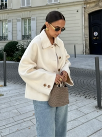Kira Oversized Boxy Short Button Front Overcoat Jacket