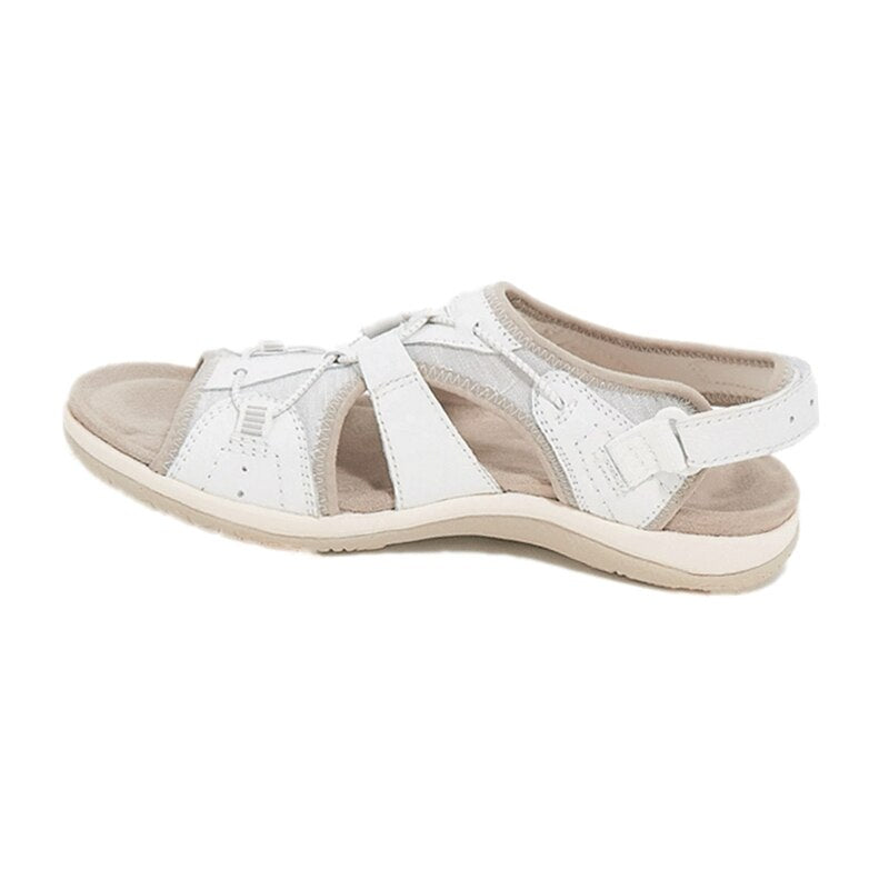 Marceline Woven Strap Cut Out Cushioned Sole Flat Sandals