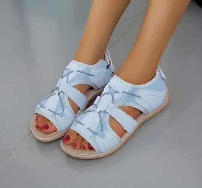 Marceline Woven Strap Cut Out Cushioned Sole Flat Sandals