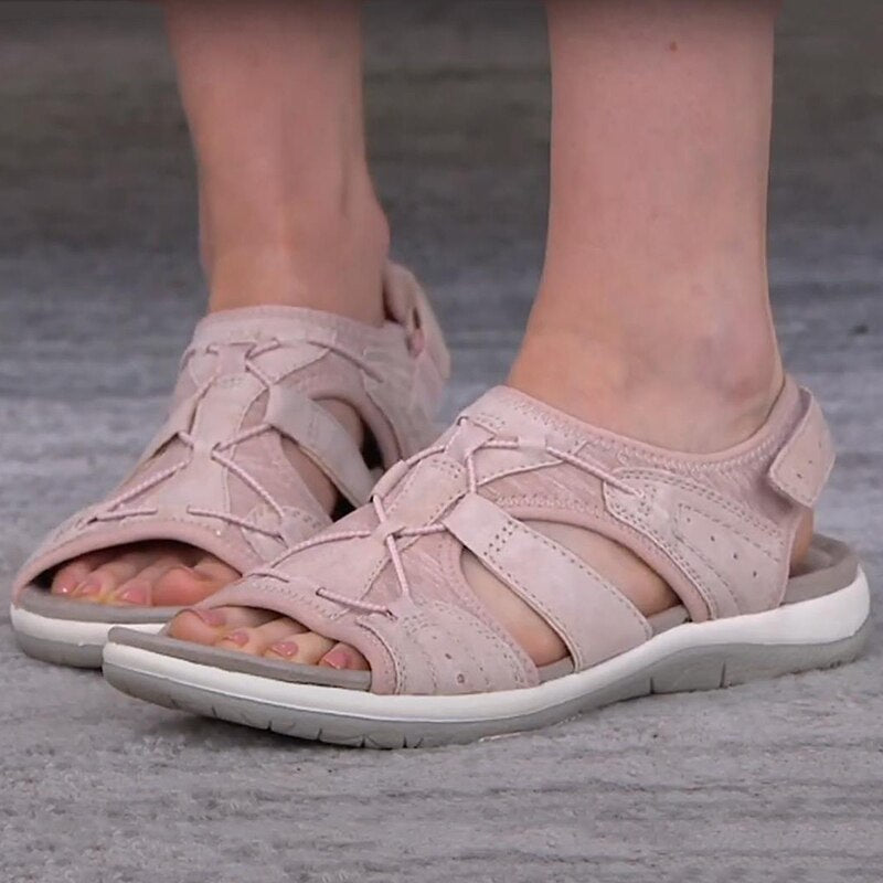Marceline Woven Strap Cut Out Cushioned Sole Flat Sandals