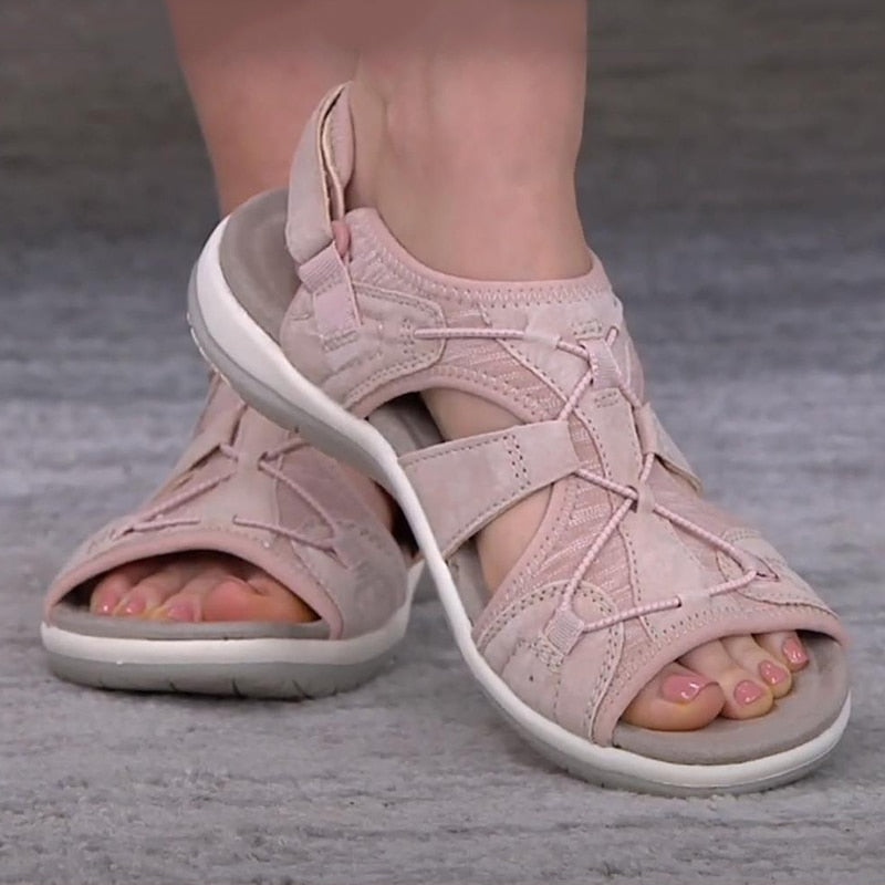 Marceline Woven Strap Cut Out Cushioned Sole Flat Sandals