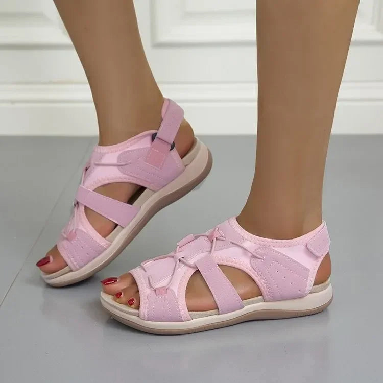 Marceline Woven Strap Cut Out Cushioned Sole Flat Sandals