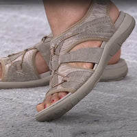 Marceline Woven Strap Cut Out Cushioned Sole Flat Sandals