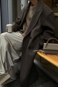 Lila Oversized Double Breasted Floor Length Long Overcoat