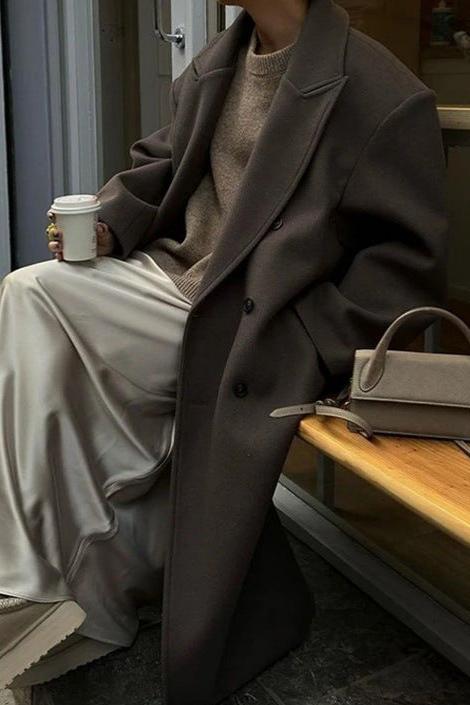 Lila Oversized Double Breasted Floor Length Long Overcoat