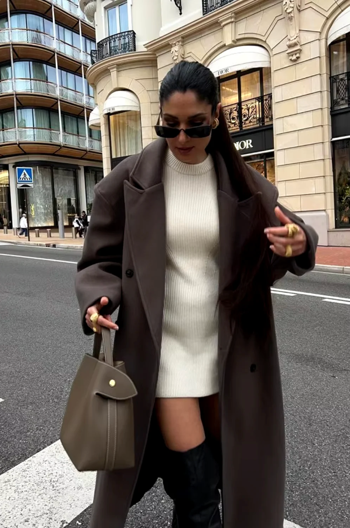 Lila Oversized Double Breasted Floor Length Long Overcoat