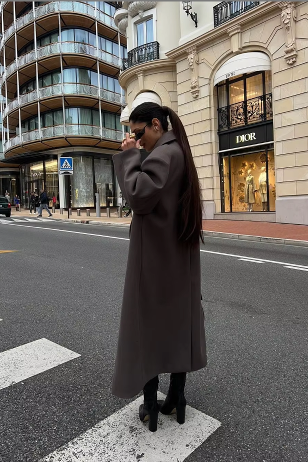 Lila Oversized Double Breasted Floor Length Long Overcoat