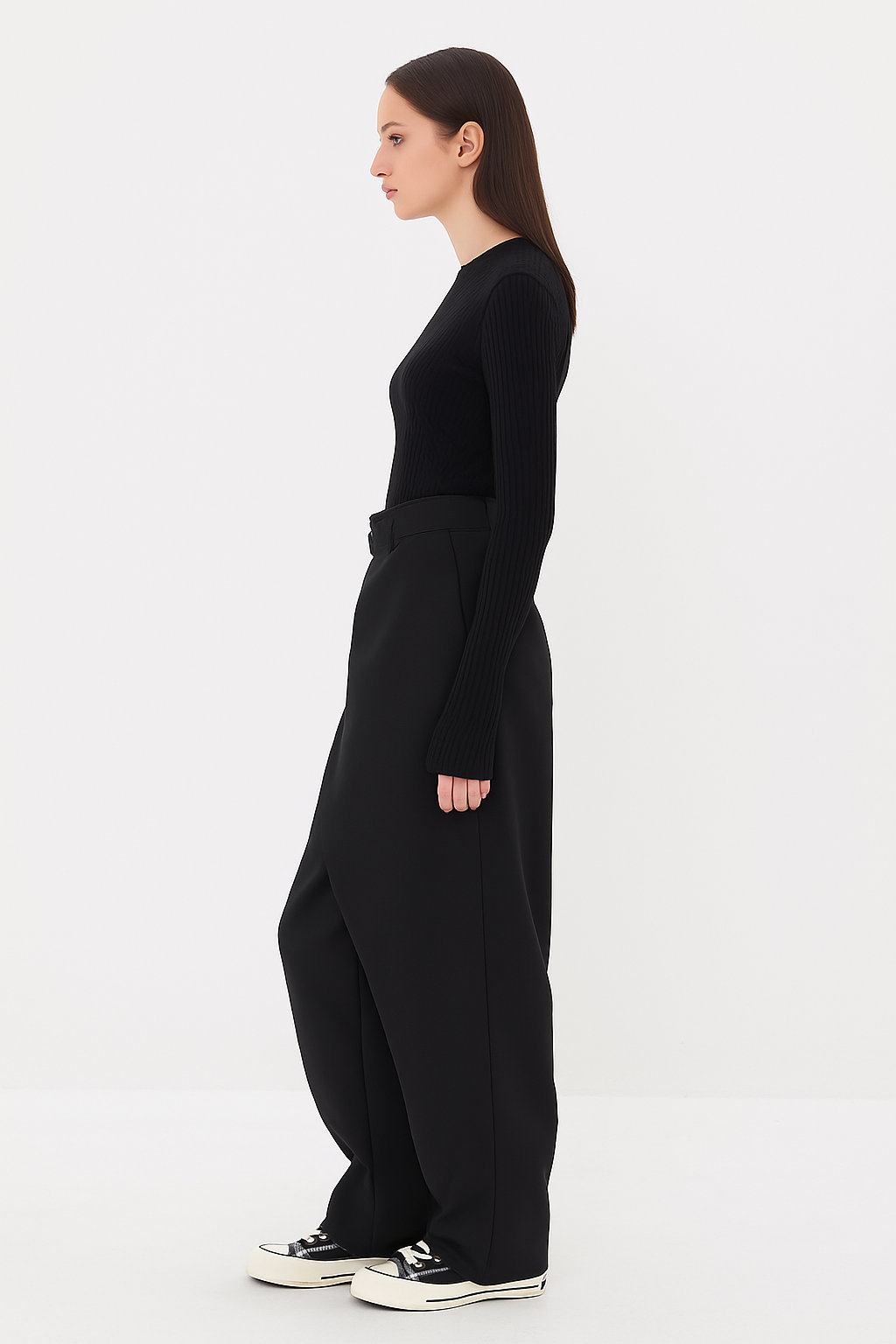 Janine Asymmetric Wrap Waistband Wide Leg Tailored Trousers