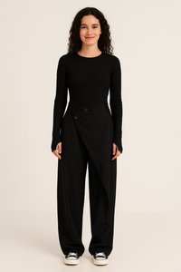 Janine Asymmetric Wrap Waistband Wide Leg Tailored Trousers