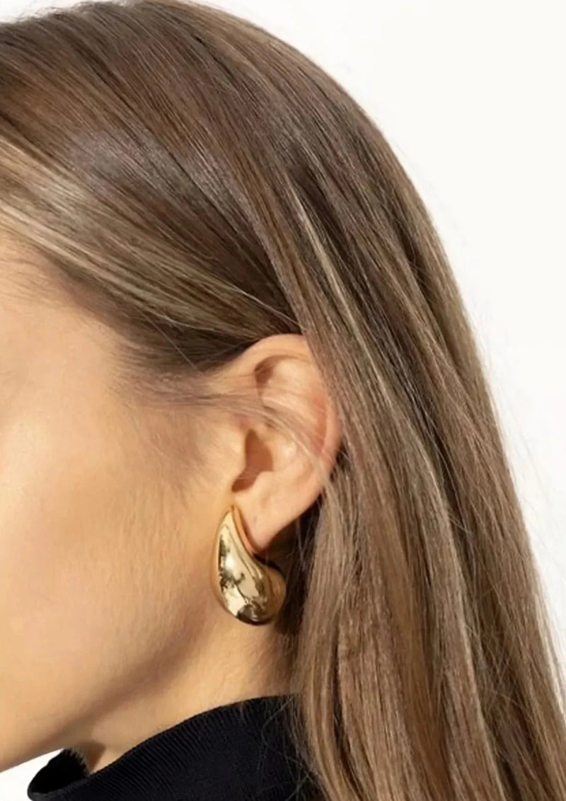 Ava Smooth Polished Dome Teardrop Drop Earrings