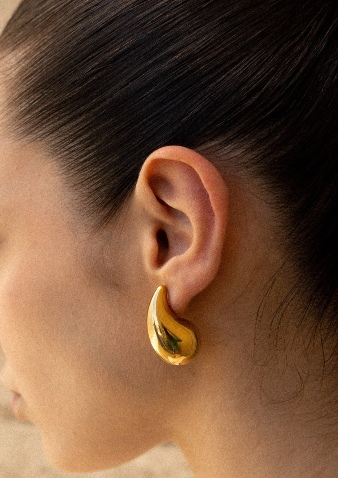 Ava Smooth Polished Dome Teardrop Drop Earrings