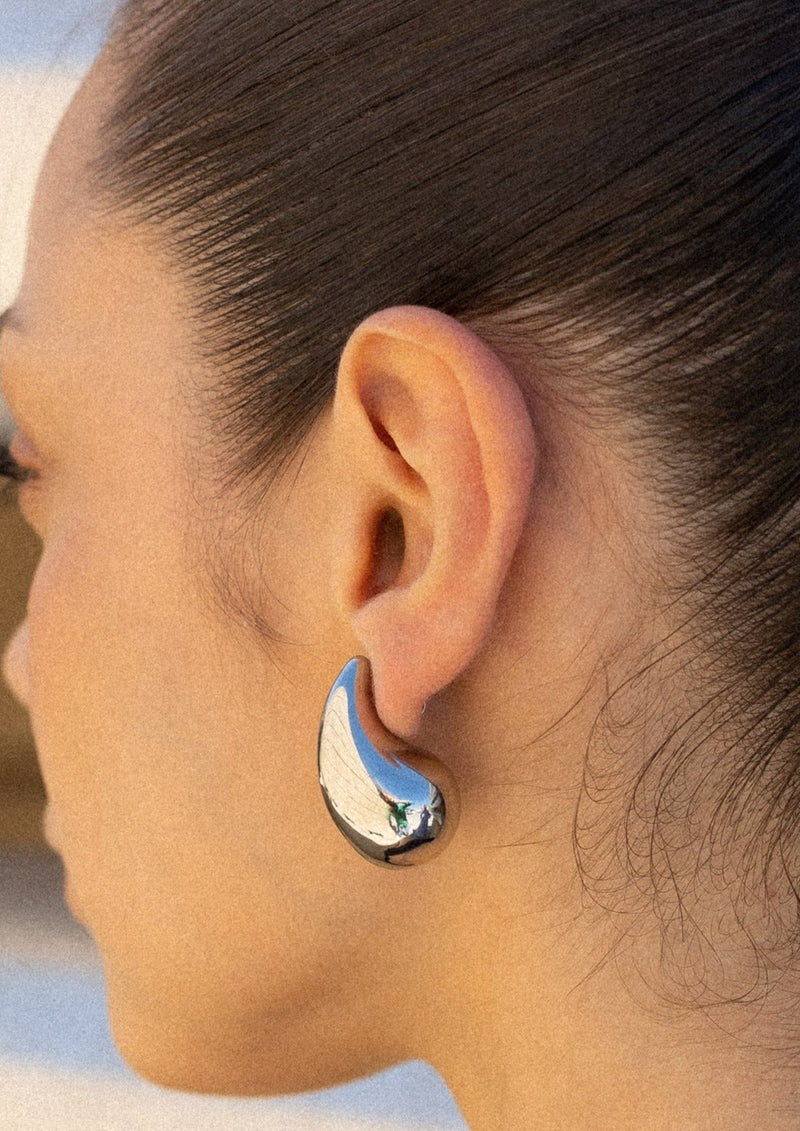 Ava Smooth Polished Dome Teardrop Drop Earrings